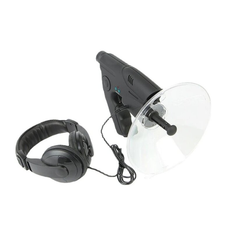 Micrófono parabólico ligero negro para escucha de aves, Control de frecuencia ligero y portátil