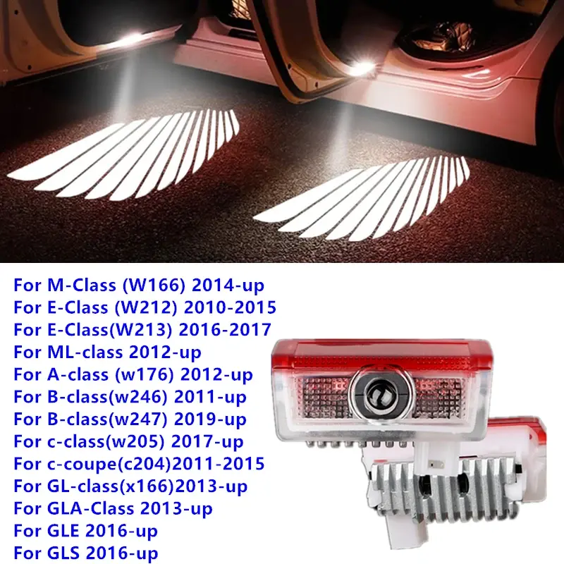 2ชิ้นอุปกรณ์เสริมไฟรถยนต์โคมไฟ LED โปรเจคเตอร์ประตูสำหรับ W212 W213 W205 GLA GLC X253 W246 X166 W166 W164 W176 V177