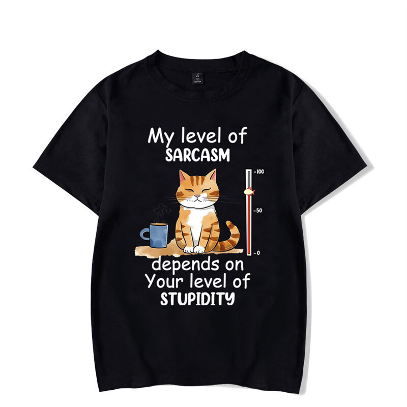 Camiseta con estampado de My Level of sarcasmo para hombre, Camiseta con estampado de gato divertido, moda Harajuku, camiseta de marca