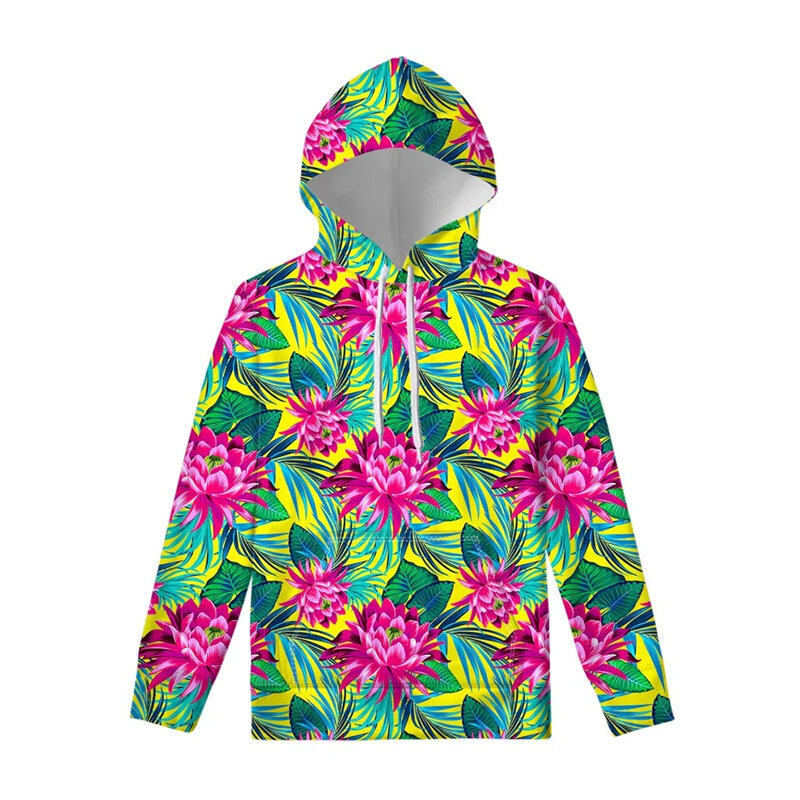 Толстовка с капюшоном для мужчин и женщин, кофта с 3D принтом цветов, гавайская уличная одежда в стиле хип-хоп, свободная удобная кофта с капюшоном, осень