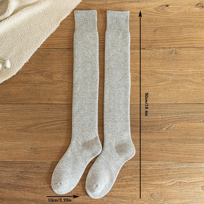Женские зимние чулки 1 пара, защитные плотные теплые носки до колен, облегающие длинные носки с петлями внутри, теплые носки