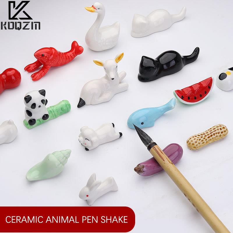 Cute Animal Ceramic Paint Brush Pen Holder Pen Rack Display Stand Palette For Watercolor Gouache Acrylic Painting Art Supplies