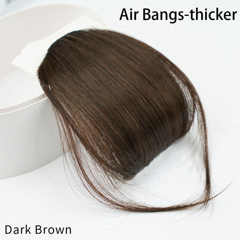 Franja de ar grampo no cabelo remy natural normal e mais grosso cabelo & 3d franja franja extensões de cabelo humano peças cor marrom