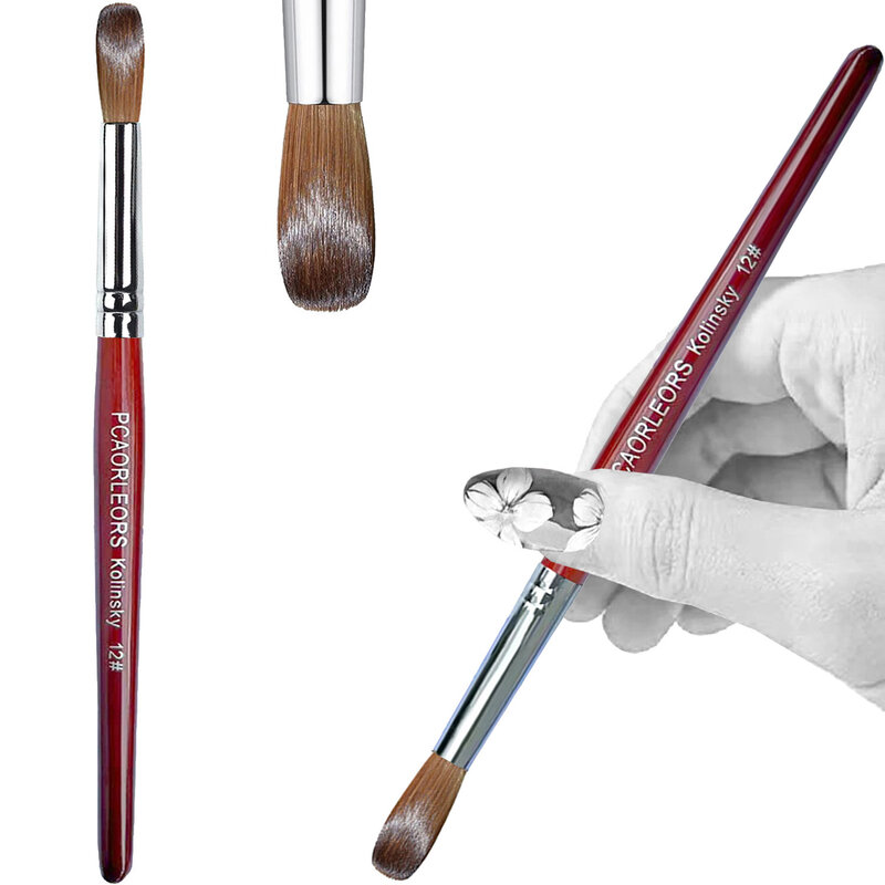 Акриловый кисть для ногтей из ворса Колонка UsiDaer с Красной круглой деревянной ручкой и 100% колонскими соболиными волосами для УФ-геля