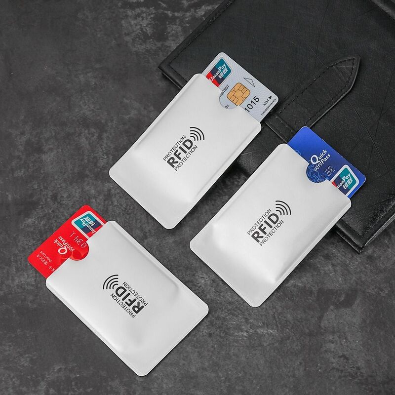 ซองใส่บัตรเครดิต5ชิ้นตัวป้องกันการโจรกรรม RFID กระเป๋าเก็บบัตรตัวอ่านอลูมิเนียมสีสันสดใสแขนป้องกันหนังสือเดินทาง