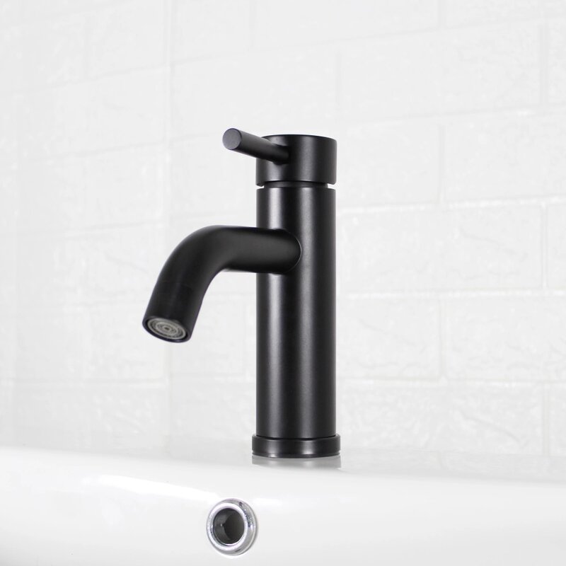 Elmont-push torneira pop-up para banheiro, alça única, preto fosco
