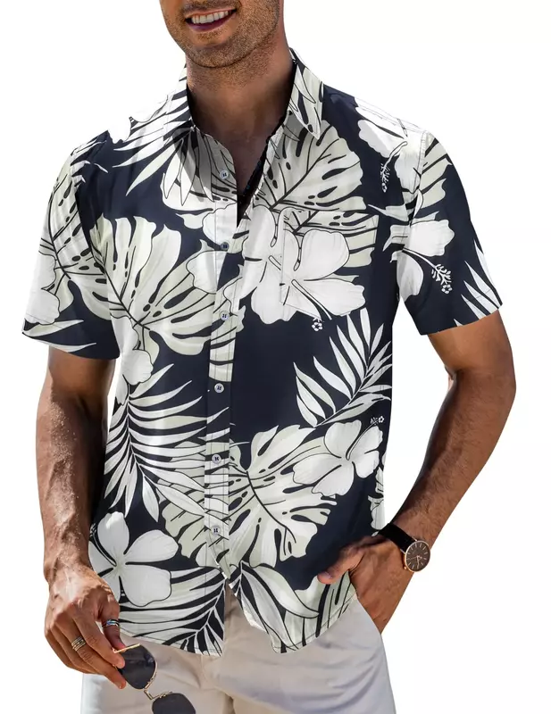 Camisas florales de moda Hawaiana para hombres, estampado 3d, Y2K, Camisa de manga corta de playa, blusa de verano, ropa Vintage