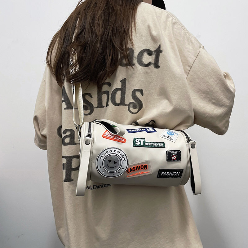 Мужская нагрудная сумка через плечо, модная дизайнерская сумка из искусственной ткани с надписью и значком, унисекс