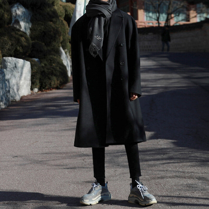 Autunno/inverno giacca a vento di media lunghezza cappotto alla moda addensato versione coreana cappotto di lana lungo Casual allentato