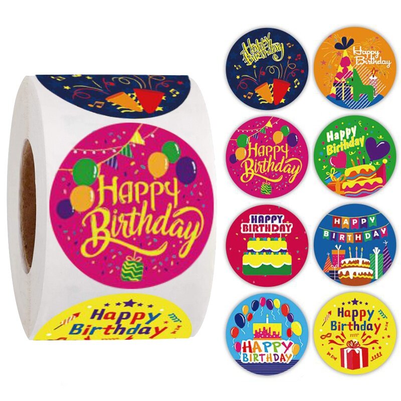 Glücklich Geburtstag aufkleber Geschenk verpackung Abdichtung Label DIY Party dekoration Selbst-adhestive Handgemachte Schreibwaren Aufkleber