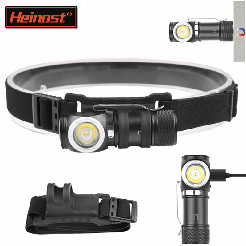 800 Lumens Right Angle Flashlight Rechargeable LED Headlamp with Clip Tail Magnet Powerful Lightweight Head Light Waterproof