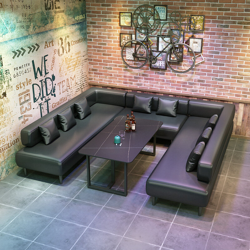 Muebles de restaurante comerciales de lujo personalizados, sofá seccional interior, forma de U y L, cabinas de restaurante, mesa y silla para restau