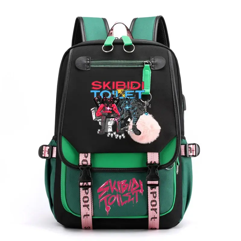 Skibidi-mochila con carga Usb para juegos de niños y niñas, morral escolar para ordenador portátil, para exteriores, bolsa de viaje de alta calidad