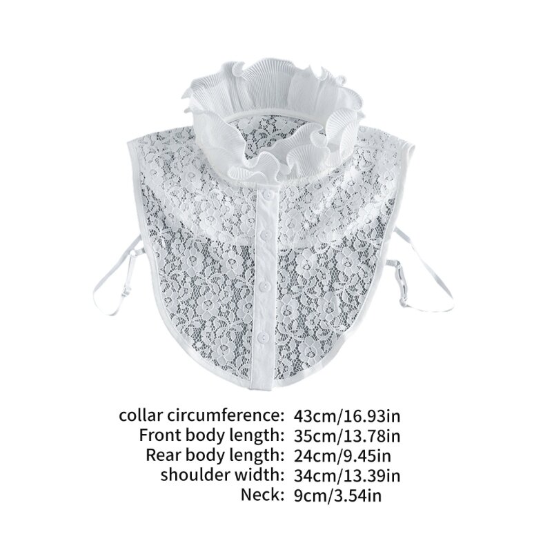 Ruffle Stand Collar for Female Detachable Floral False Collar Vintage Top Neckwear Clothing Accessory Lapel Shirt Collar