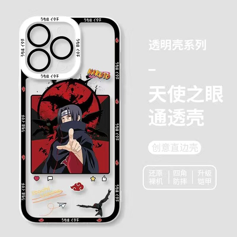 Naruto Uzumakis caixa de telefone transparente, Uchihas Itachi capa para iPhone 15, 14, 13, 12, 11, Mini Pro Max, X, XR, XS Max, 7, 8 Plus
