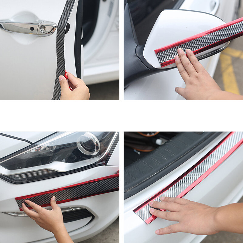 Автомобильная наклейка, защитные наклейки на пороги автомобиля, полоска против царапин из углеродного волокна, защитная пленка на бампер, наклейка