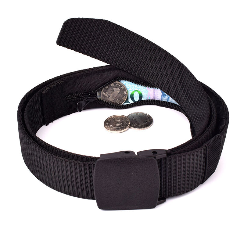 Unisex Adult Travel Waist Belt Zipper Hidden Cash DIY Anti Theft Belt Waist Packs Pouch Wallet Hiding Money Belt Bag Width 3.2cm