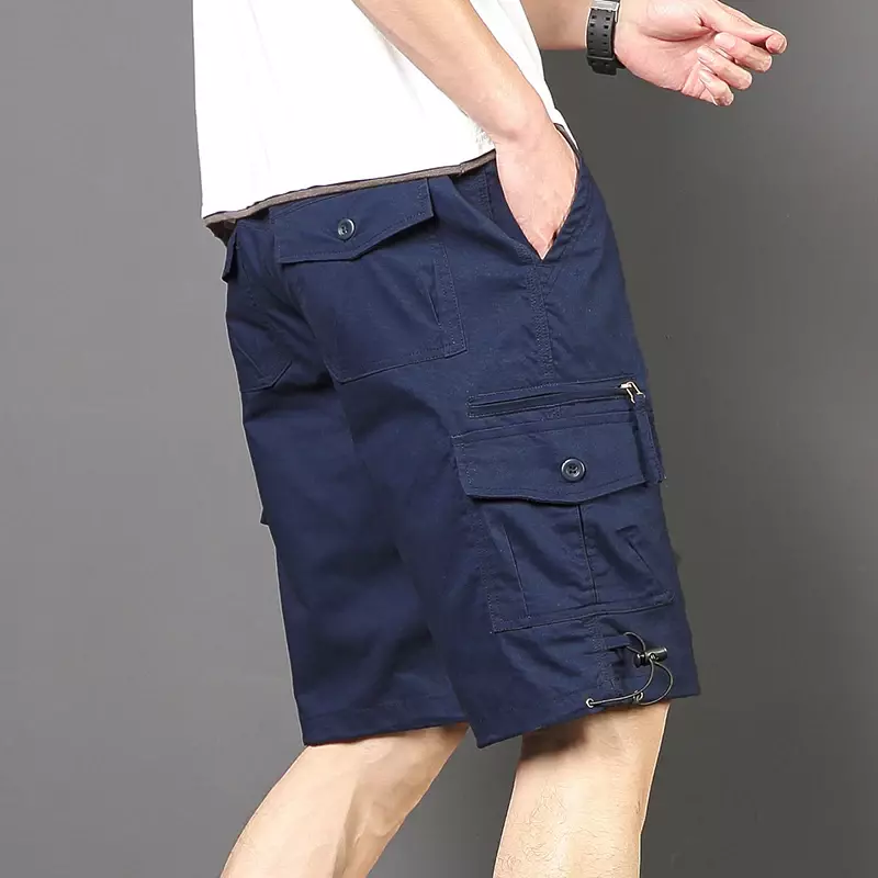 Pantalones cortos de camuflaje para hombre, Shorts de carga de algodón, informales, militares, holgados, trabajo táctico
