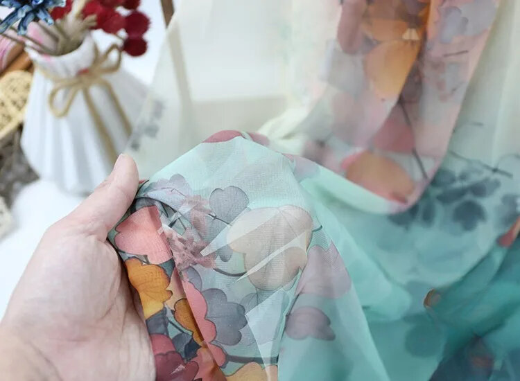 Шифоновая ткань 50D с принтом измерителя одежды рубашек платьев юбки Сделай Сам шитье в китайском стиле сценическая ткань тонкая мягкая летняя