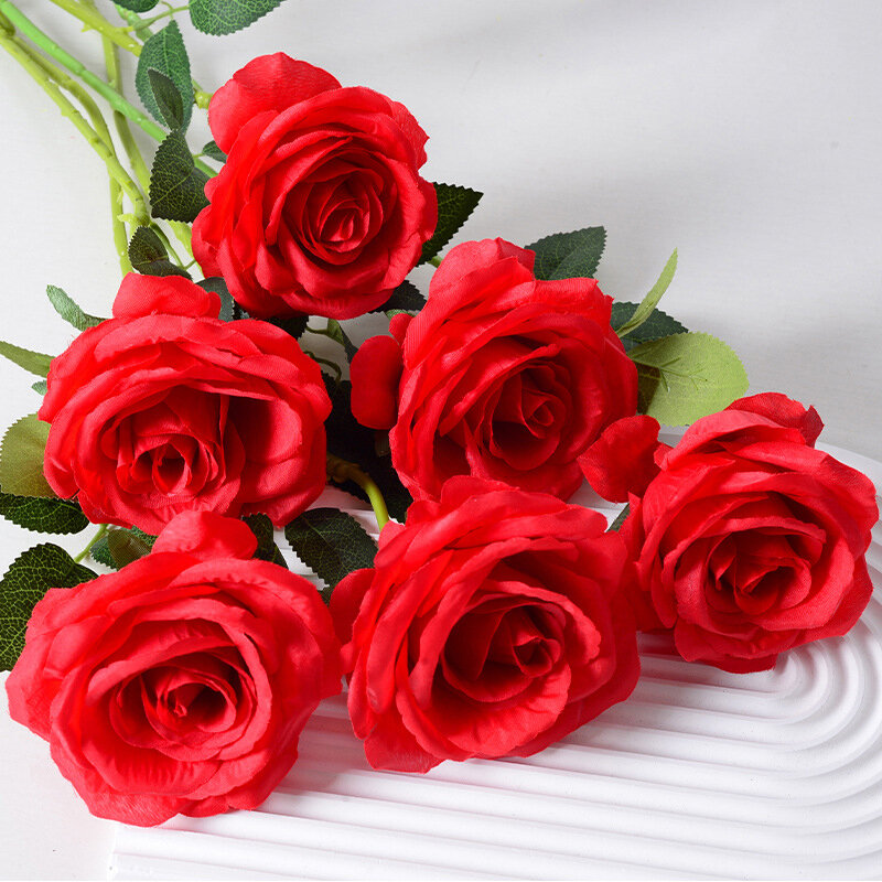Roses artificielles faites à la main, fausses fleurs, pour la maison, pour un mariage, pour un salon, pour un vase de Noël