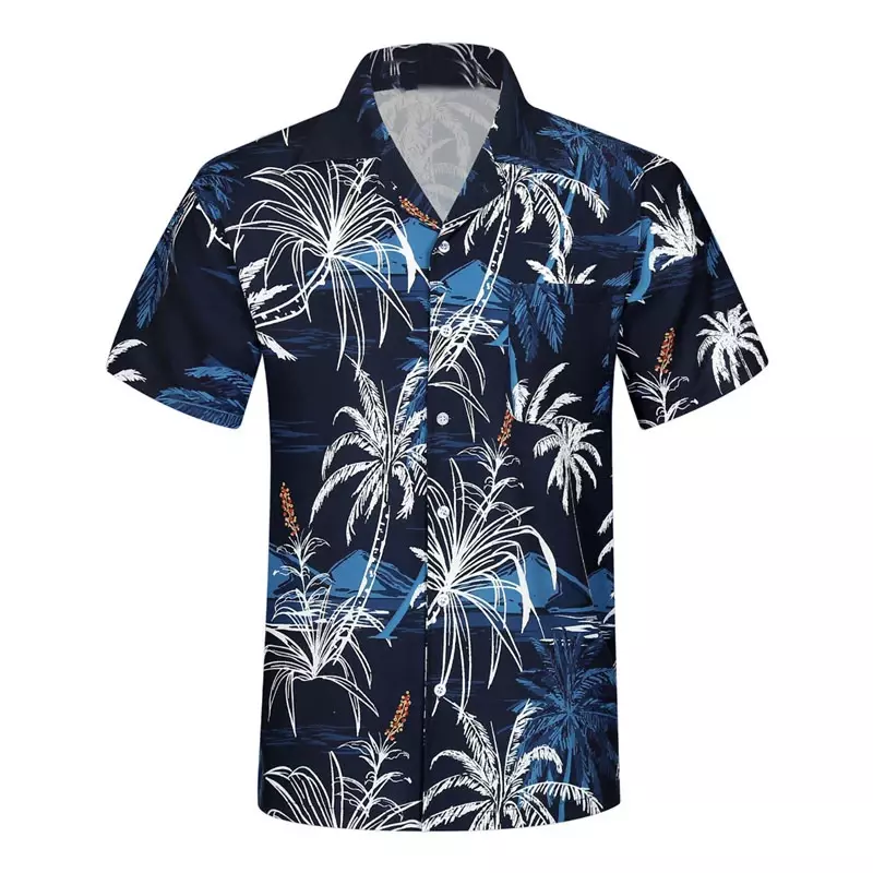 Herren hemd 2024 neuer Stil gedruckt Revers kurz ärmel ige Hawaii Urlaub Sommer lässig atmungsaktive Straße Outdoor-Arbeit täglich