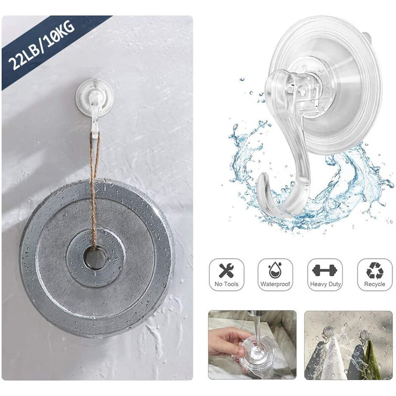 Suction Cup Hooks Clear Reusable Heavy Duty Vacuum Suction Cup Hooks Kitchen Bathroom Hooks For Towel Clothes Coat Hanging Hook