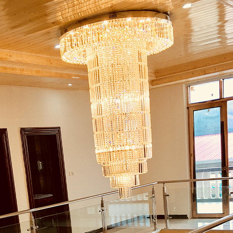 Plafonnier LED en cristal au design américain moderne, luminaire décoratif de plafond, idéal pour un hôtel, un foyer ou des escaliers