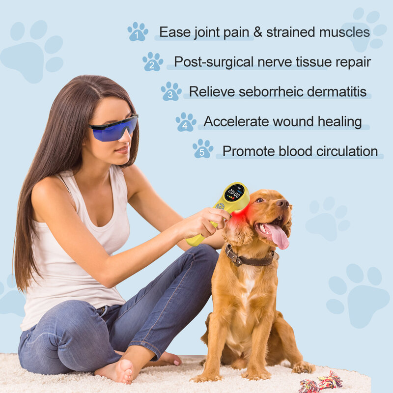 ZJZK Casa Large Dog Therapy Cold Laser Pets para Dog, Dor no Disco Osteoartrite do joelho, 810nmx4diodos + 980nmx4diodos