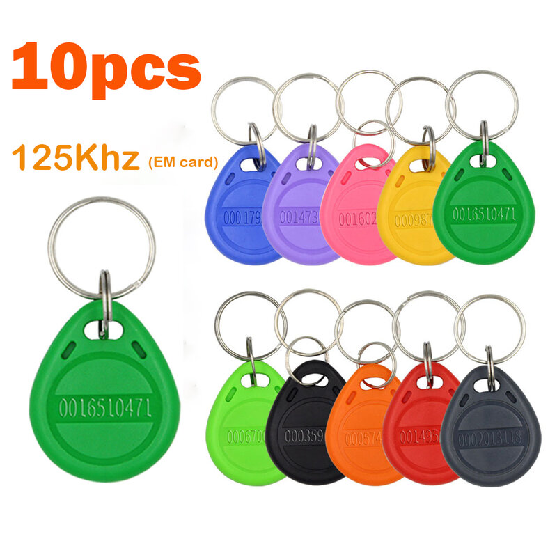 10PCS 125khz TK4100 EM4100 RFID Proximity Keychain Door Entry Access Control 125K Read Only ID Token Keyfob Tag Keys Keykobs