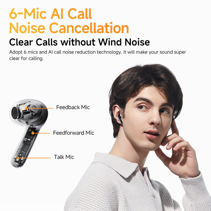 [€29-€4 Promo Code:SCES04]QCY-auriculares inalámbricos con Bluetooth 5,3, dispositivo de Audio de alta resolución, LDAC, 6 micrófonos, AI, HD, conexión multipunto, AilyBuds Pro + ANC, HT10