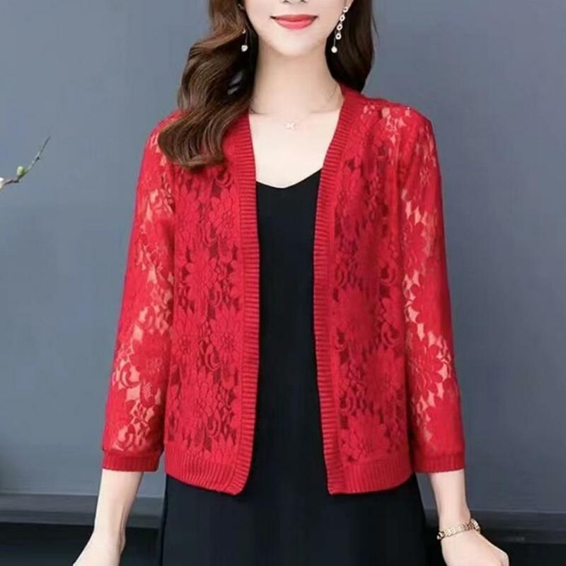 Chic Hot Summer Ladies Top Cover Up M to 4XL Women Summer Lace Cardigan Ladies Summer Casual Top Cover Up Streetwear