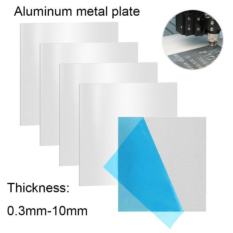 1 buah pelat aluminium datar ketebalan 0.3-10mm 100x10 0mm/200x200mm pelat aluminium DIY bahan laser bingkai pemotong pelat logam