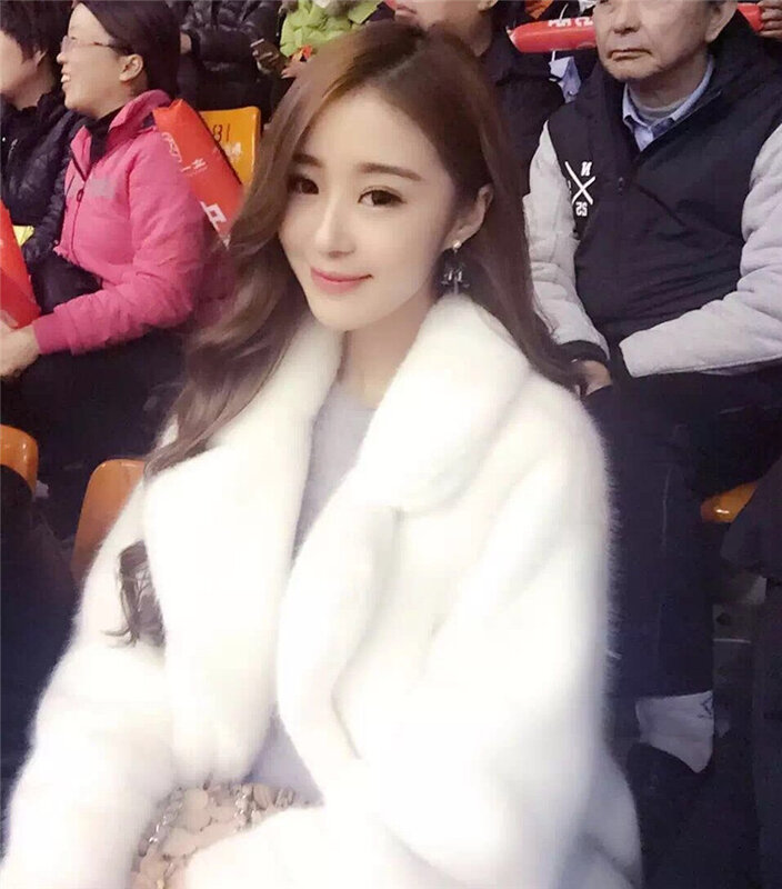 女性のためのイミテーションファーのロングコート,韓国の女性のための厚いウールのコート