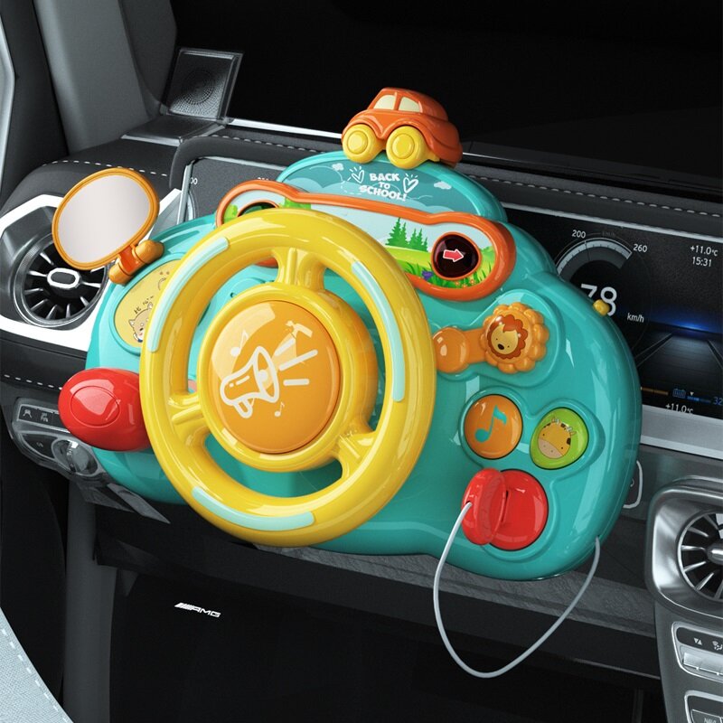 Early Education Puzzle Voice Music Toy Simulation Driving Trolly Simulation Steering Wheel 1-5 Years Old Children's Gift Toy
