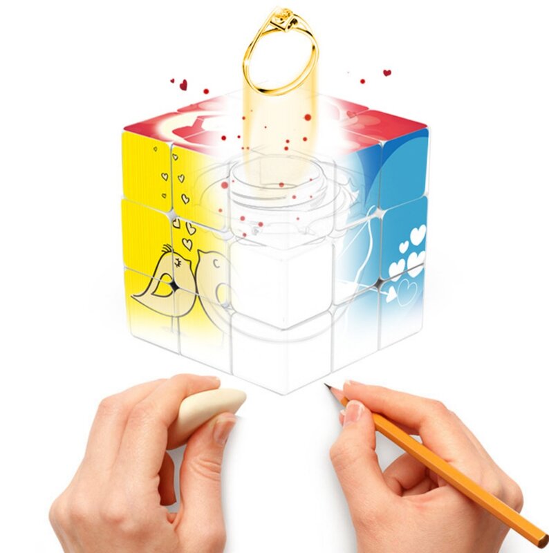 Yuxin Box 3 매직 큐브 할로우 스토리지 박스 큐브, 3 레이어 스피드 큐브, 전문 퍼즐 장난감, 어린이 선물