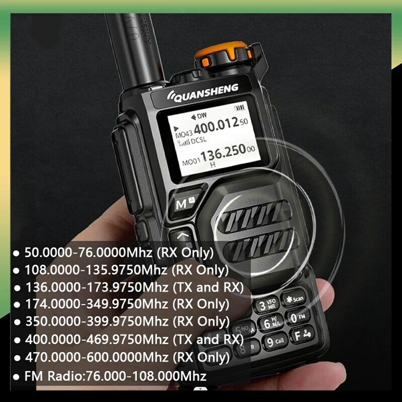 Quansheng UV-K5 Walkie Talkie 5W 1600mAh NOAA FM 50-600MHz Radio 200CH UHF VHF Scrambler/DTMF Wireless Frequency Copy 2Way Radio