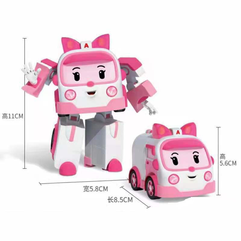 韓国-子供のためのロボット車の置物,車のロボット,Poli roy reamber,漫画のおもちゃ,子供のための車,セットあたり6ユニット,2024