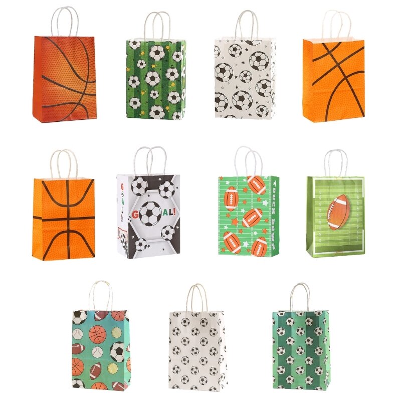 Football Gift Bags Football Birthday Party Paper Bags Set of 12 Kids Candy Bags