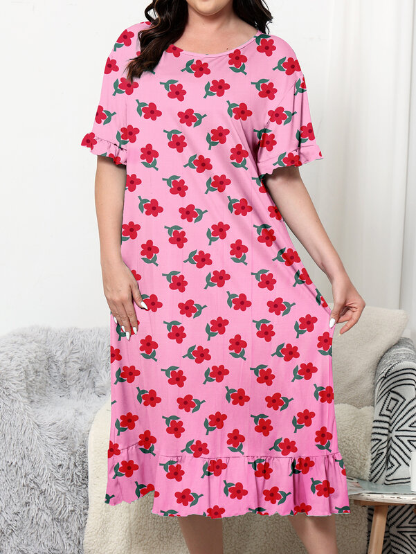 Plus size dress  knee length dress  pastoral style home and casual wear  can be worn externally  Plus size 1-5XL 2024 new dress