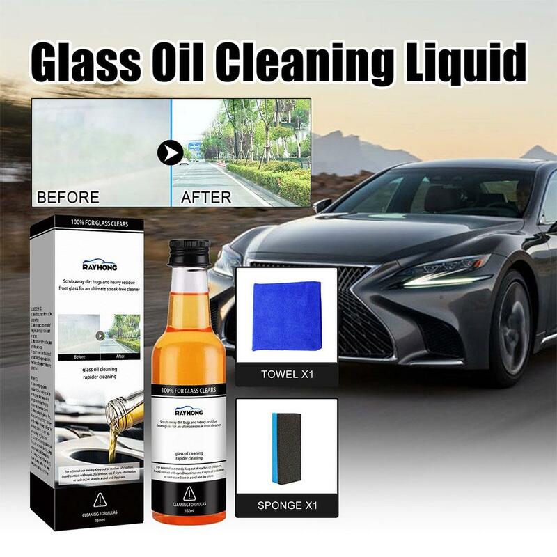 Car Glass Oil Film Cleaner, Limpeza Profunda, Polimento, Remoção Retrovisor, Pára-brisas, Limpador de Espelhos, Pó Fil, L5T5, 150ml