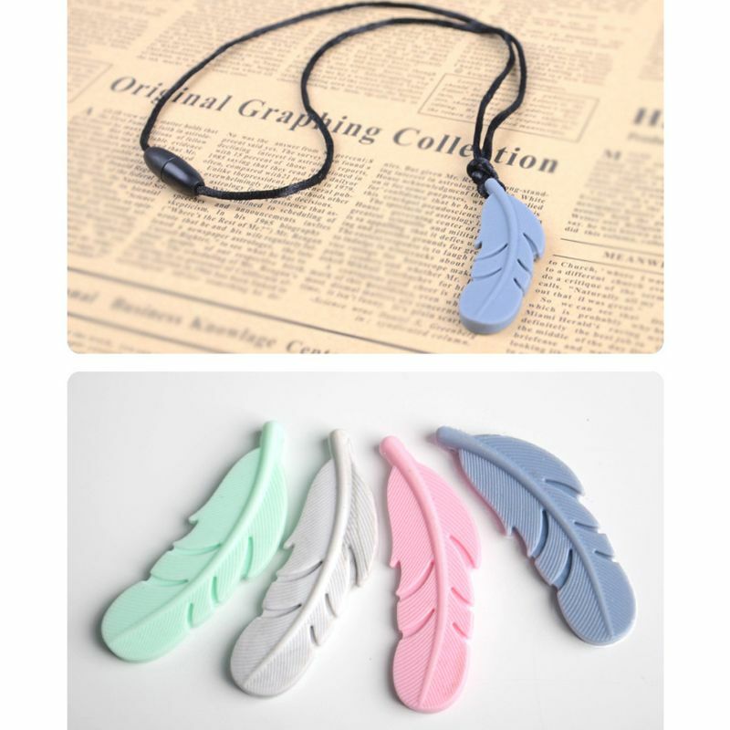 Silicone Feather Baby Teether Bead BPA DIY Infant Teething Necklace Pendant Jewelry Nursing Shower Toy