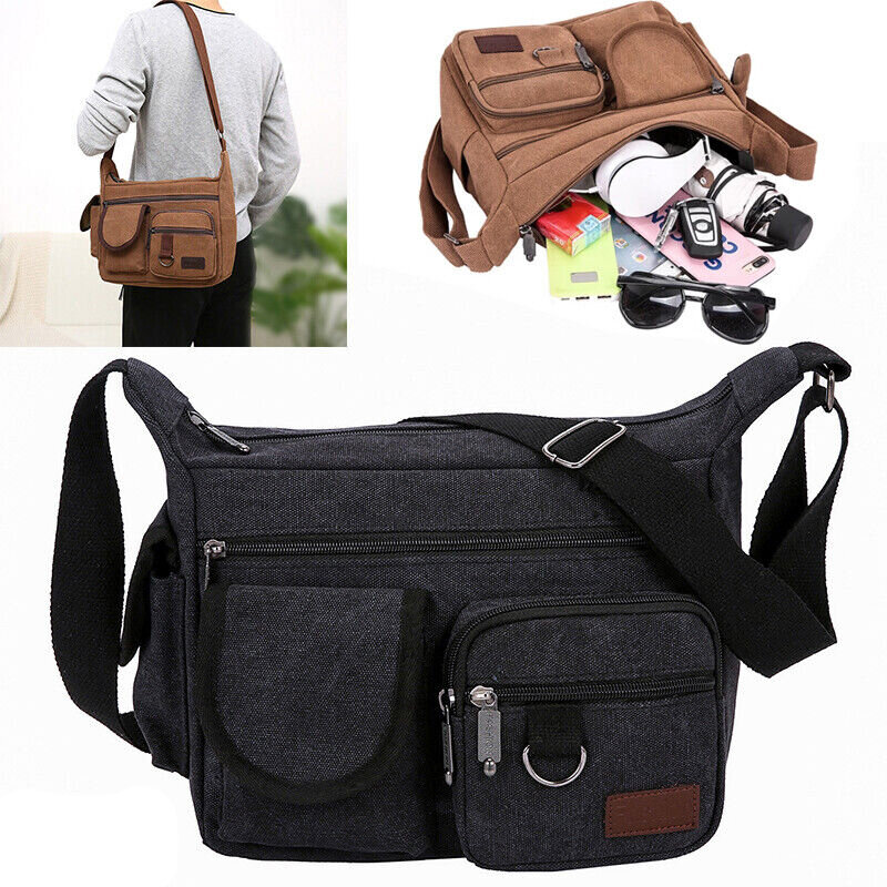 Men Canvas Bag Military Travel Hiking Cross Body Shoulder Bag Messenger Business Trends Crossbody Bag Large Capacity Schoolbag
