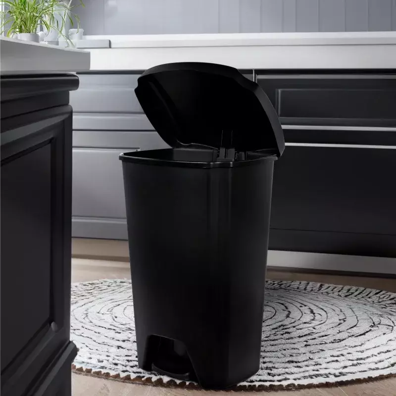 Kosz na śmieci o pojemności 12.1 galonów, plastikowy stopień na kuchenny kubeł na śmieci kosz na śmieci, czarny