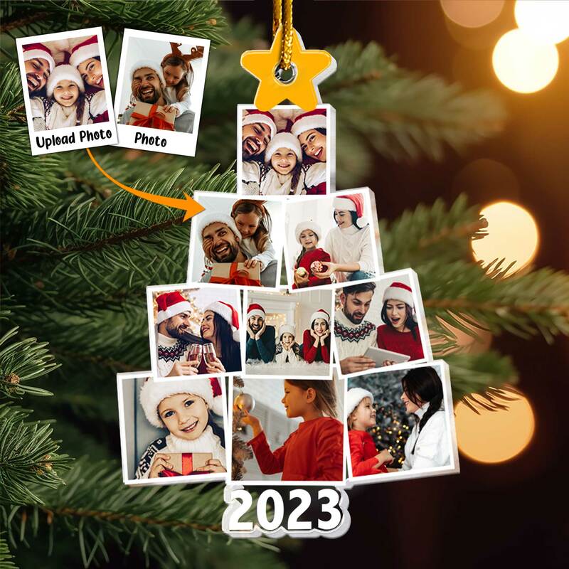 Foto personalizada árbol de Navidad árbol familiar foto personalizada adorno acrílico 1pc