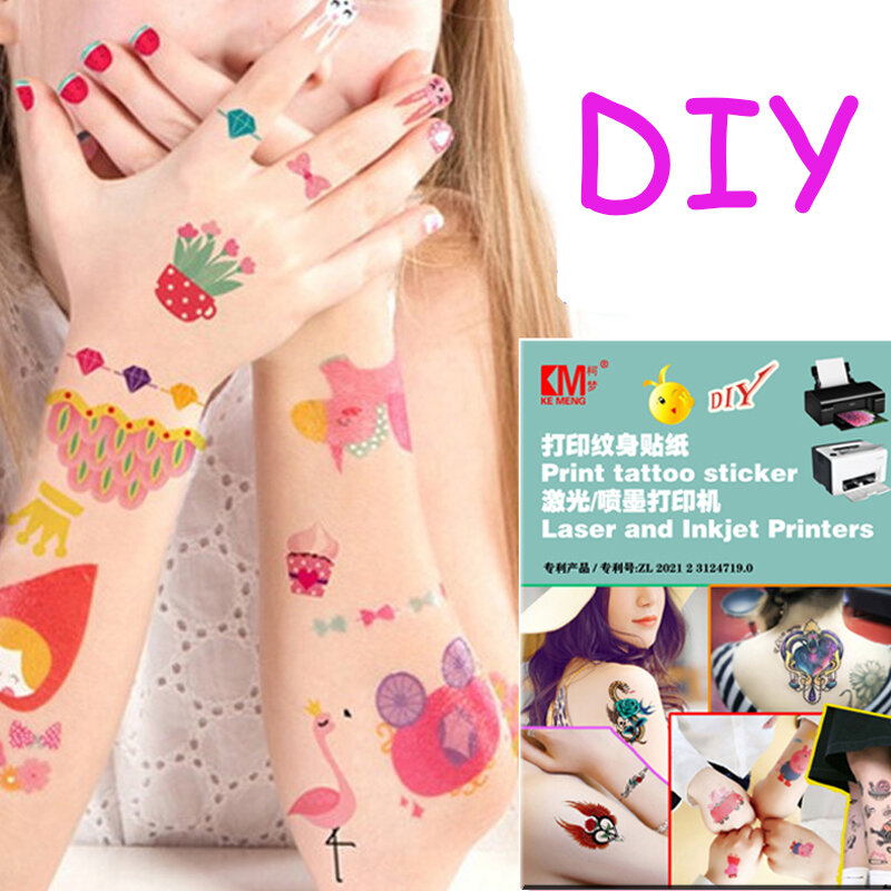 A4 Size Tattoo Sticker Transfer Paper Printable Transparent Temporary Tattoos Printing Paper For Laser&Inkjet Printer