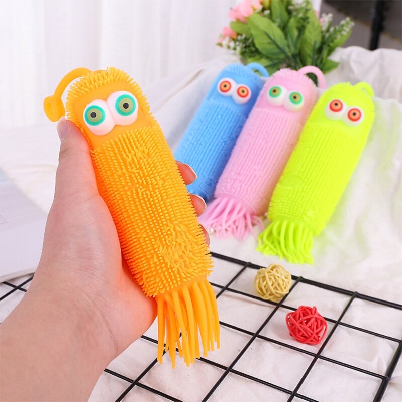 77HD Shining Toy Squeeze Toy Large pour le soulagement du stress des animaux Caterpillar Fluorescente