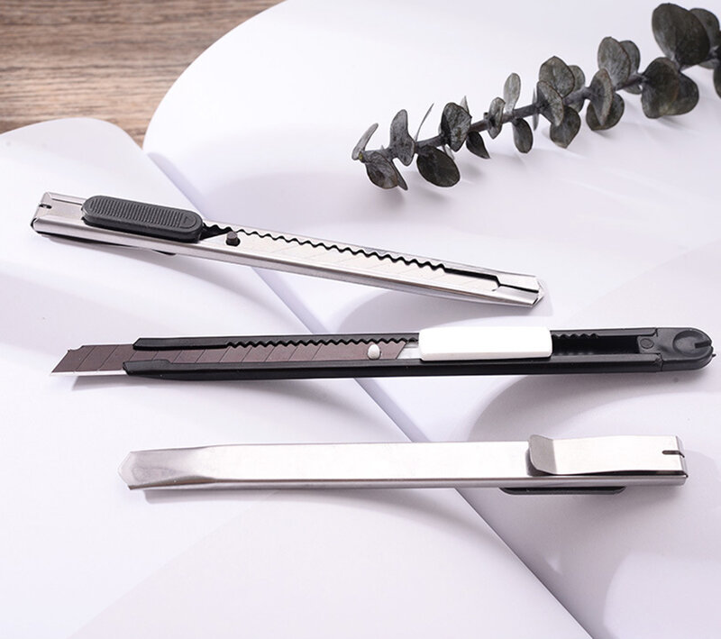 Couteau utilitaire rétractable portable en acier au carbone, lame de 9mm, pince autobloquante, outils de coupe de conception, fournitures de bureau, 1/3 pièces