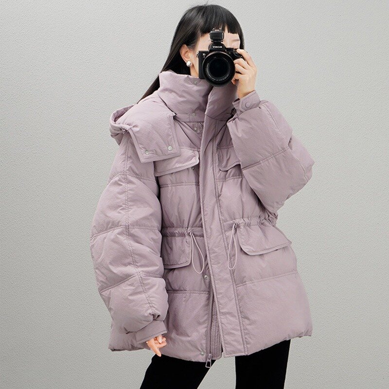 여성용 다운 재킷 겨울 코트, 여성용 짧은 파카, 두껍고 따뜻한 외투, 후드, 다목적 심플 레저 타임 오버코트, 2024 신상