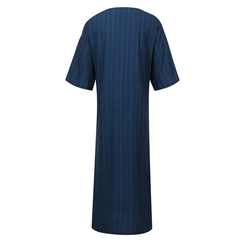 Bata musulmana de manga corta para hombre, ropa islámica bordada de retazos, estilo étnico árabe, diario, informal, suelta, Verano
