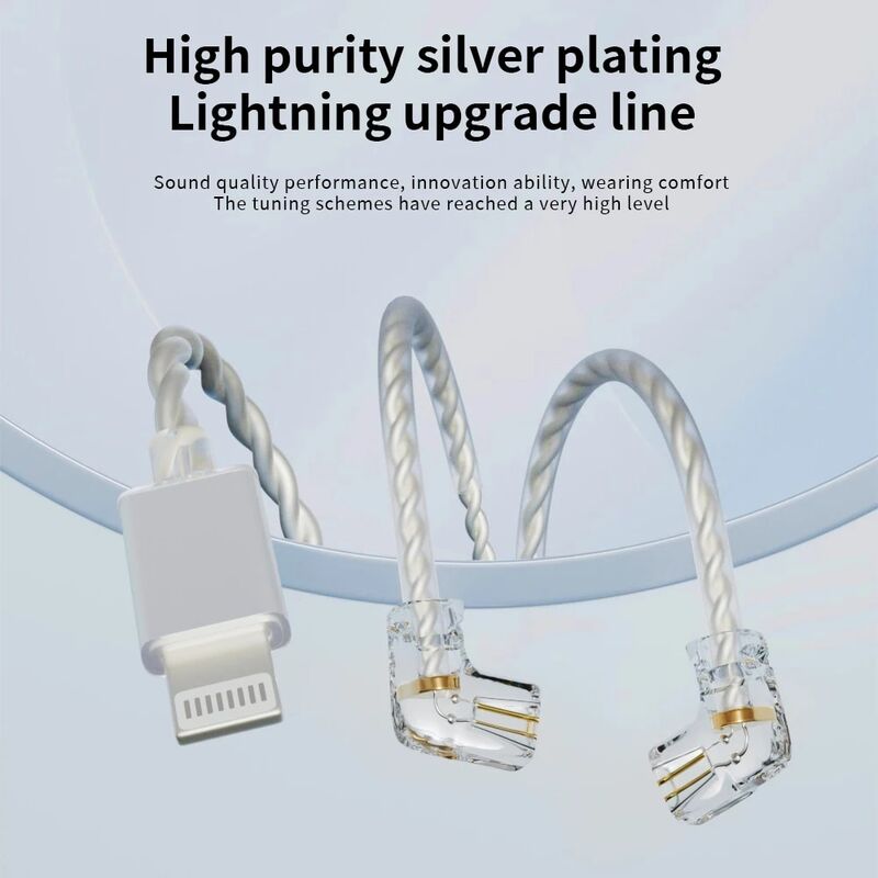 Kabel earphone ND Lightning cocok untuk earphone berkabel dengan antarmuka Lightning, 2pin, colokan double-pin dan pencabutan 0.